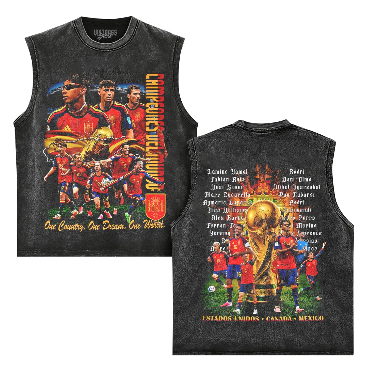 ESPAÑA WORLD CHAMPIONS WASHED BLACK V2 TANK TOP & TEE